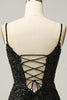 Load image into Gallery viewer, Sparkly Black Corset Sequins Tight Short Prom Dress with Lace