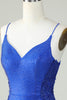 Load image into Gallery viewer, Sheath Spaghetti Straps Royal Blue Short Prom Dress with Beading