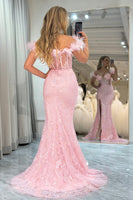 Load image into Gallery viewer, Glitter Pink Mermaid Long Prom Corset Prom Dress With Appliques