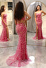 Load image into Gallery viewer, Sparkly Fuchsia Mermaid Long Appliqued Prom Dress With Slit