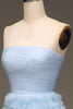 Load image into Gallery viewer, Tulle Light Blue Tiered Prom Dress with Slit