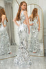 Load image into Gallery viewer, Sparkly Silver Mermaid Cut Out One Shoulder Long Prom Dress With Sequins