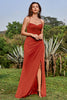 Load image into Gallery viewer, Rust Long Bridesmaid Dress with Slit