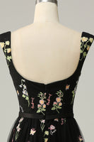 Load image into Gallery viewer, A Line Sweetheart Black Long Prom Dress with Embroidery