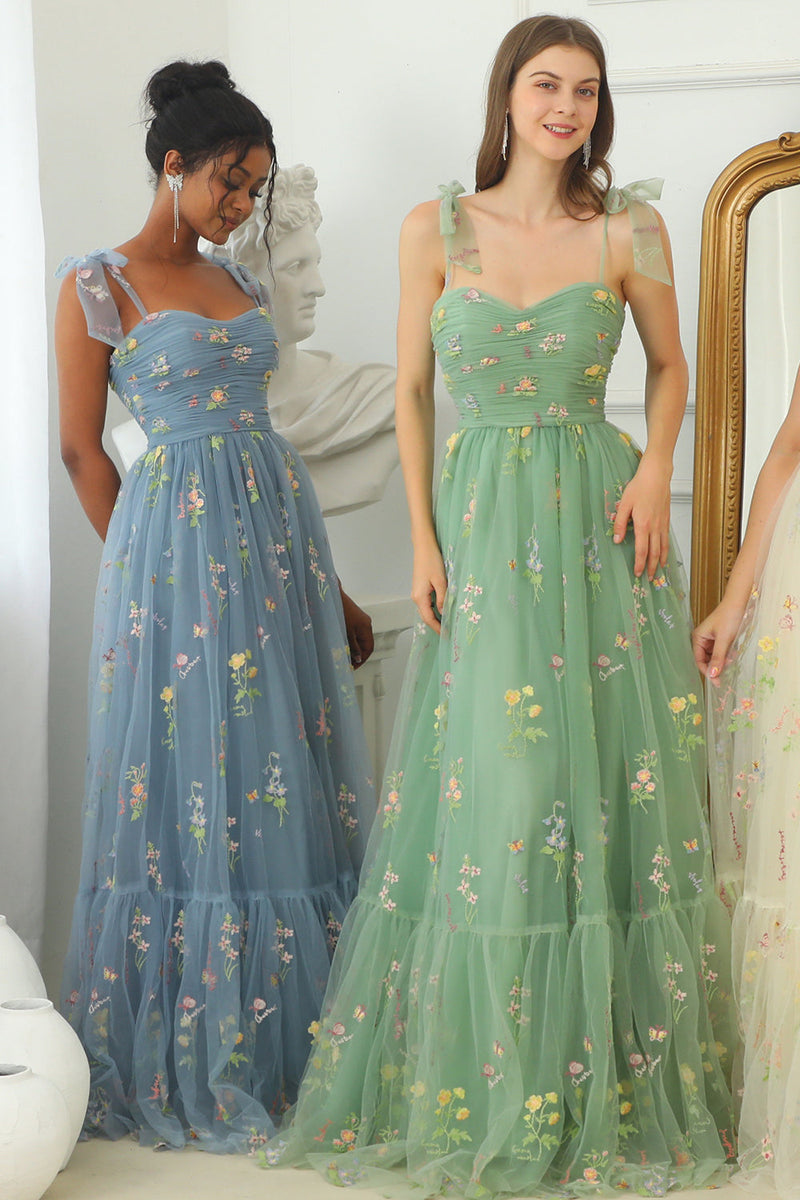 Load image into Gallery viewer, Plus Size Champagne Embroidery Long Prom Dress