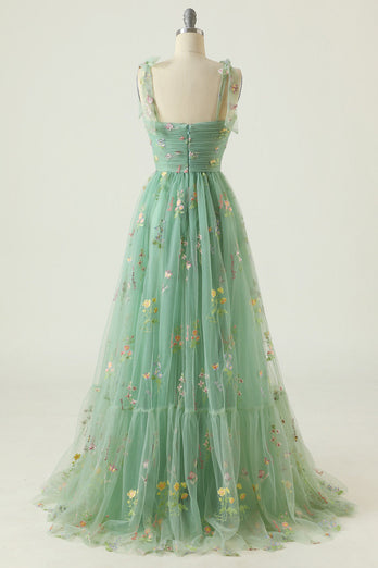 Plus Size Champagne Embroidery Long Prom Dress