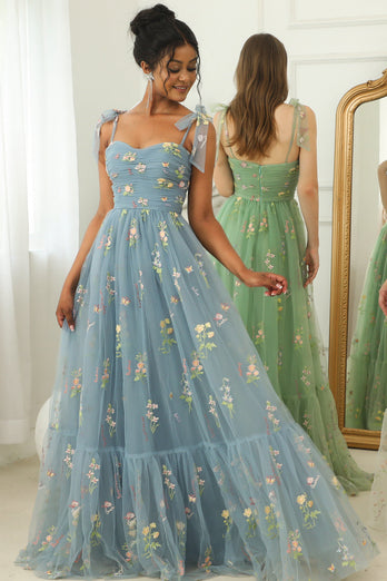 Plus Size Champagne Embroidery Long Prom Dress