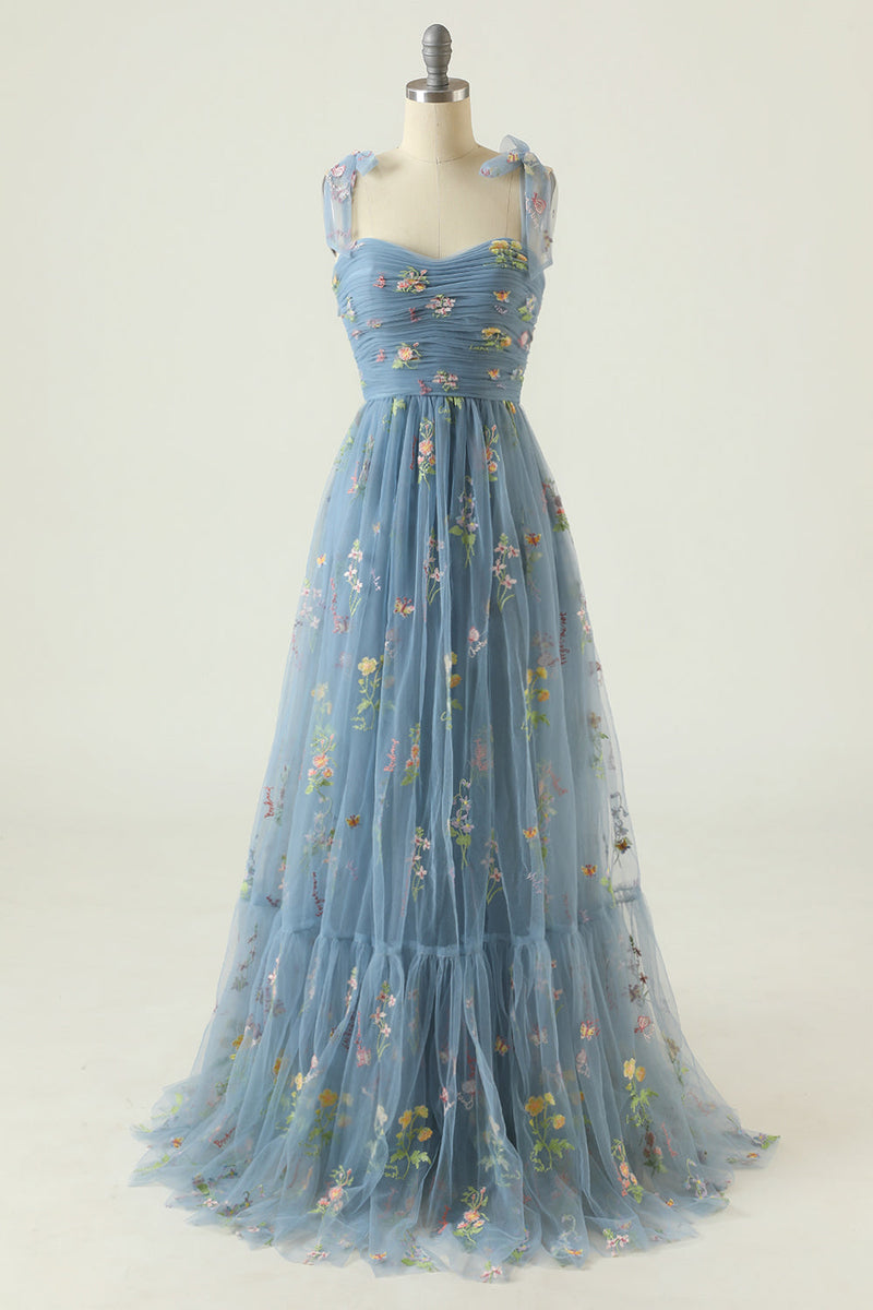 Load image into Gallery viewer, Plus Size Champagne Embroidery Long Prom Dress