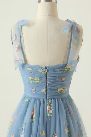 Champagne Embroidery Long Prom Dress