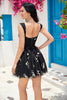 Load image into Gallery viewer, Cute A Line Off the Shoulder Black Corset Short Prom Dress with Embroidery