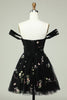 Load image into Gallery viewer, Black A Line Off the Shoulder Short Prom Dress