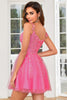 Load image into Gallery viewer, Stylish A Line Spaghetti Straps Pink Short Prom Dress with Appliques