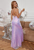 Load image into Gallery viewer, Lavender Sparkly Long Sequins Prom Dress with Fringes