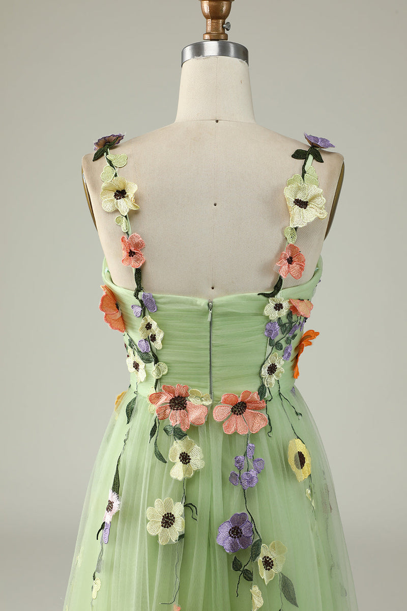 Load image into Gallery viewer, Purple Spaghetti Straps Prom Dress With 3D Flowers