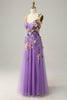 Load image into Gallery viewer, Dark Purple Spaghetti Straps Prom Dress With 3D Flowers