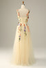 Load image into Gallery viewer, Purple Spaghetti Straps Prom Dress With 3D Flowers