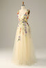 Load image into Gallery viewer, Purple Spaghetti Straps Prom Dress With 3D Flowers