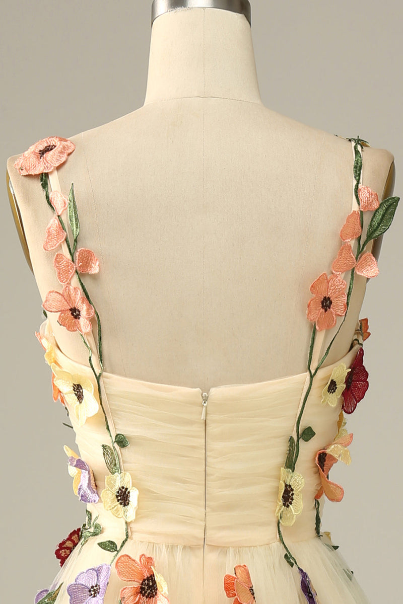 Load image into Gallery viewer, Purple Spaghetti Straps Prom Dress With 3D Flowers