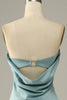 Load image into Gallery viewer, Grey Blue Mermaid Strapless Floor Length Satin Bridesmaid Dress