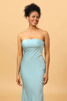 Load image into Gallery viewer, Grey Blue Satin Mermaid Bridesmaid Dress