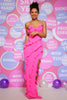 Load image into Gallery viewer, Hot Pink Backless Spaghetti Straps Prom Dress With Slit