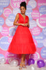 Load image into Gallery viewer, Red A Line Deep V Neck Tea Length Prom Dress