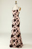 Load image into Gallery viewer, Spaghetti Straps Floral Bridesmaid Dress with Lace-up Back