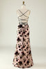 Load image into Gallery viewer, Spaghetti Straps Floral Bridesmaid Dress with Lace-up Back