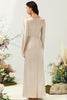 Load image into Gallery viewer, V-Neck Champagne Long Bridesmaid Dress with Sleeves