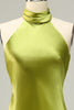 Load image into Gallery viewer, Halter Open Back Lemon Green Long Bridesmaid Dress