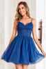Load image into Gallery viewer, Navy Corset A-Line Tulle Short Prom Dress