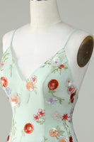 Load image into Gallery viewer, Spaghetti Straps Olive Sequins Backless Short Prom Dress