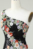 Load image into Gallery viewer, One Shoulder Black Sequin Beading Short Prom Dress
