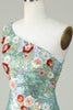 Load image into Gallery viewer, One Shoulder Black Sequin Beading Short Prom Dress