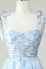 Load image into Gallery viewer, Blue A Line Spaghetti Straps Short Prom Dress