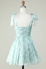 Load image into Gallery viewer, Blue A Line Spaghetti Straps Short Prom Dress