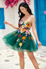 Load image into Gallery viewer, Champagne Strapless Short Prom Dress with 3D Flowers