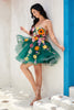 Load image into Gallery viewer, Champagne Strapless Short Prom Dress with 3D Flowers