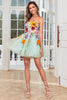 Load image into Gallery viewer, Champagne Strapless Short Prom Dress with 3D Flowers