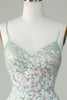 Load image into Gallery viewer, Dusty Sage Spaghetti Straps Short Prom Dress With Criss Cross Back