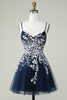 Load image into Gallery viewer, Dusty Sage Spaghetti Straps Short Prom Dress With Criss Cross Back