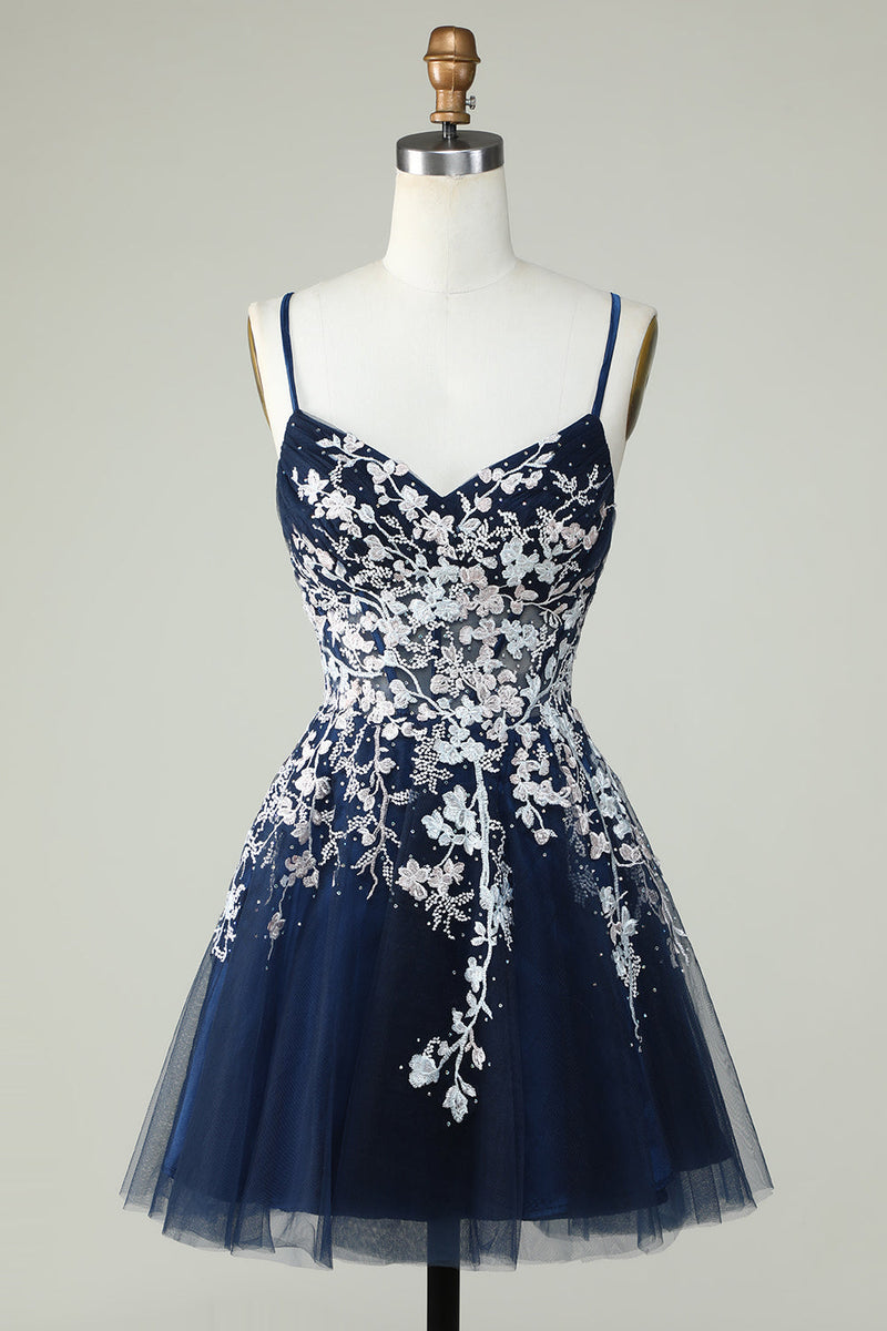 Load image into Gallery viewer, Dusty Sage Spaghetti Straps Short Prom Dress With Criss Cross Back