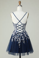 Load image into Gallery viewer, Dusty Sage Spaghetti Straps Short Prom Dress With Criss Cross Back