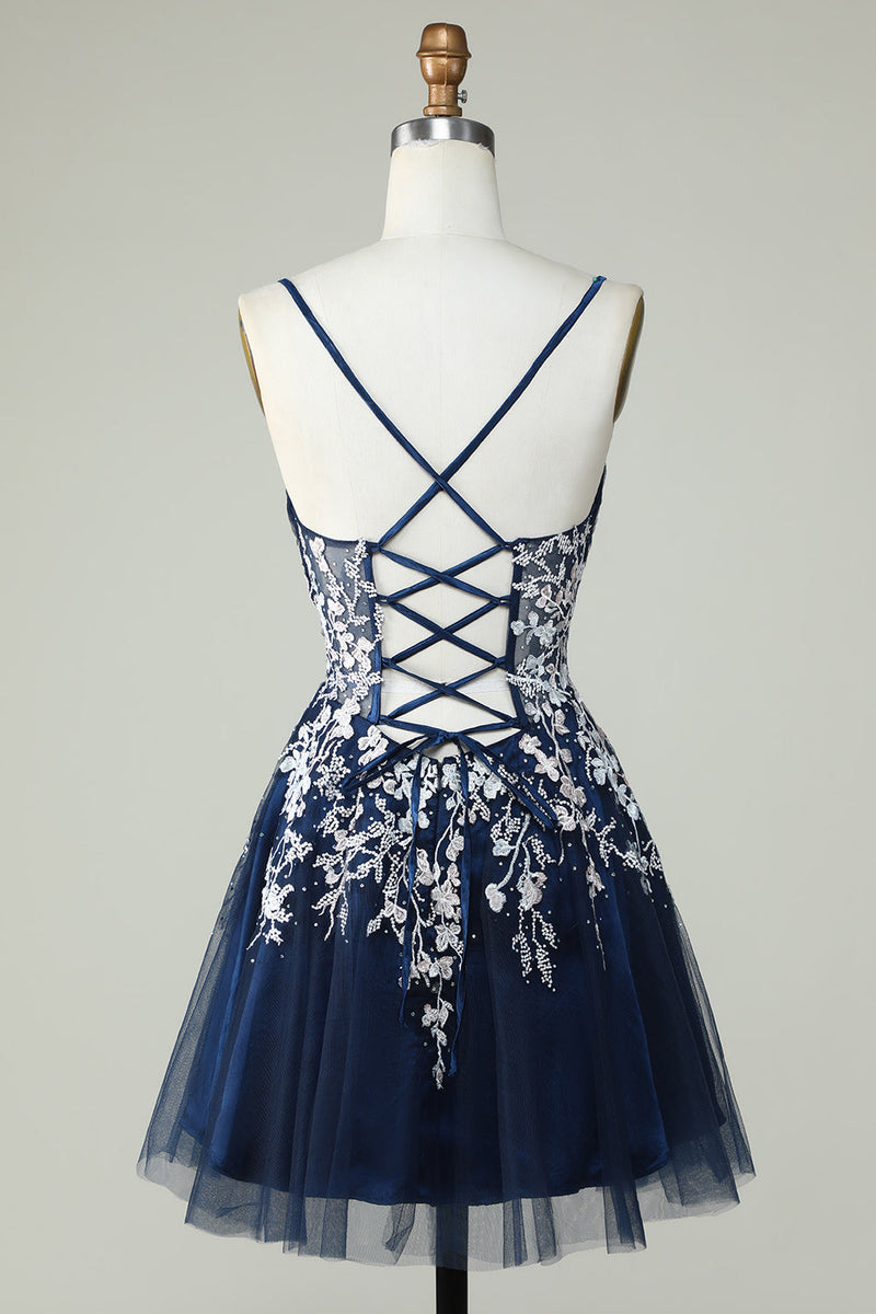 Load image into Gallery viewer, Dusty Sage Spaghetti Straps Short Prom Dress With Criss Cross Back