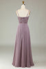 Load image into Gallery viewer, Spaghetti Straps Beaded Dusty Pink Bridesmaid Dress