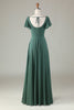 Load image into Gallery viewer, A-Line Eucalyptus Long Bridesmaid Dress with Ruffles