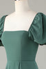 Load image into Gallery viewer, Chiffon Puff Sleeves Eucalyptus Bridesmaid Dress