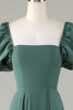 Load image into Gallery viewer, Chiffon Puff Sleeves Eucalyptus Bridesmaid Dress