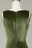 Load image into Gallery viewer, Velvet Mermaid Olive Bridesmaid Dress with Slit