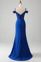 Load image into Gallery viewer, Royal Blue Long Prom Dress-2